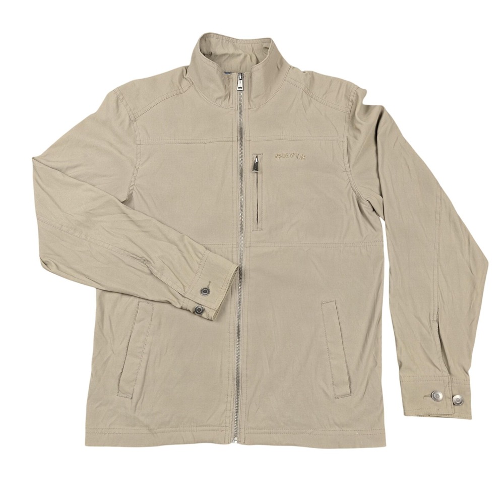 Orvis Jacket Mens Small Beige Classic Collection‎ Full Zip Stretch Windbreaker